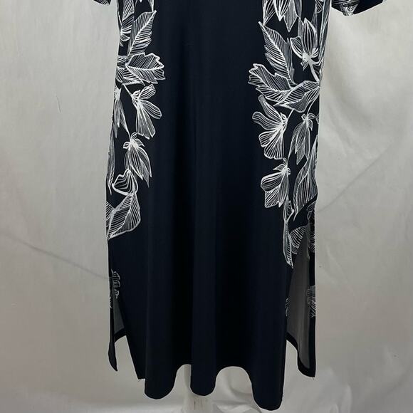Calvin Klein Black With White Floral Print Beach Cruise Dress NWOT Size M - Picture 4 of 13